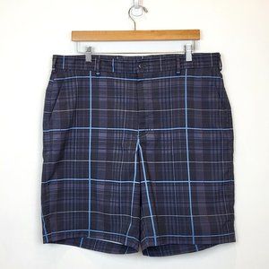 Pebble Beach Men's Dry-Luxe Gray Blue Plaid Golf Shorts, Size 38 Waist, GUC